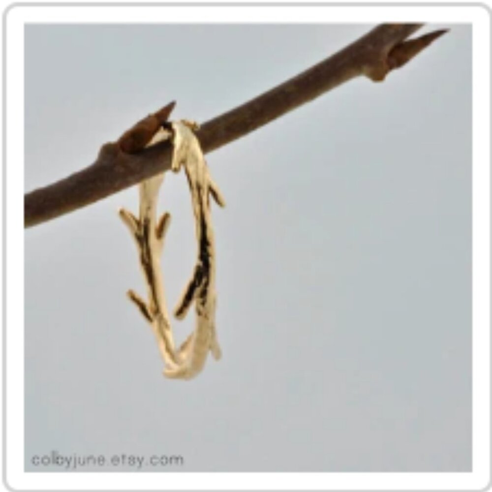 14k Gold Vermeil Twig Stacking Ring Size 8